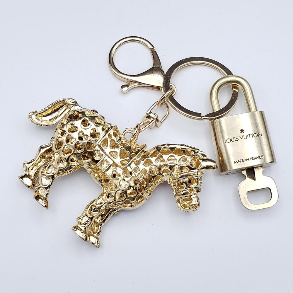 Authentic Louis Vuitton Lock & Key with Unbranded Horse Charm, Keychain - Picture 6 of 12